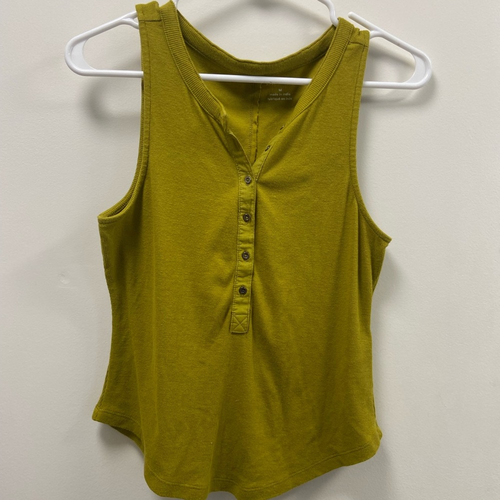 Pilcro Olive Henley Tank Top